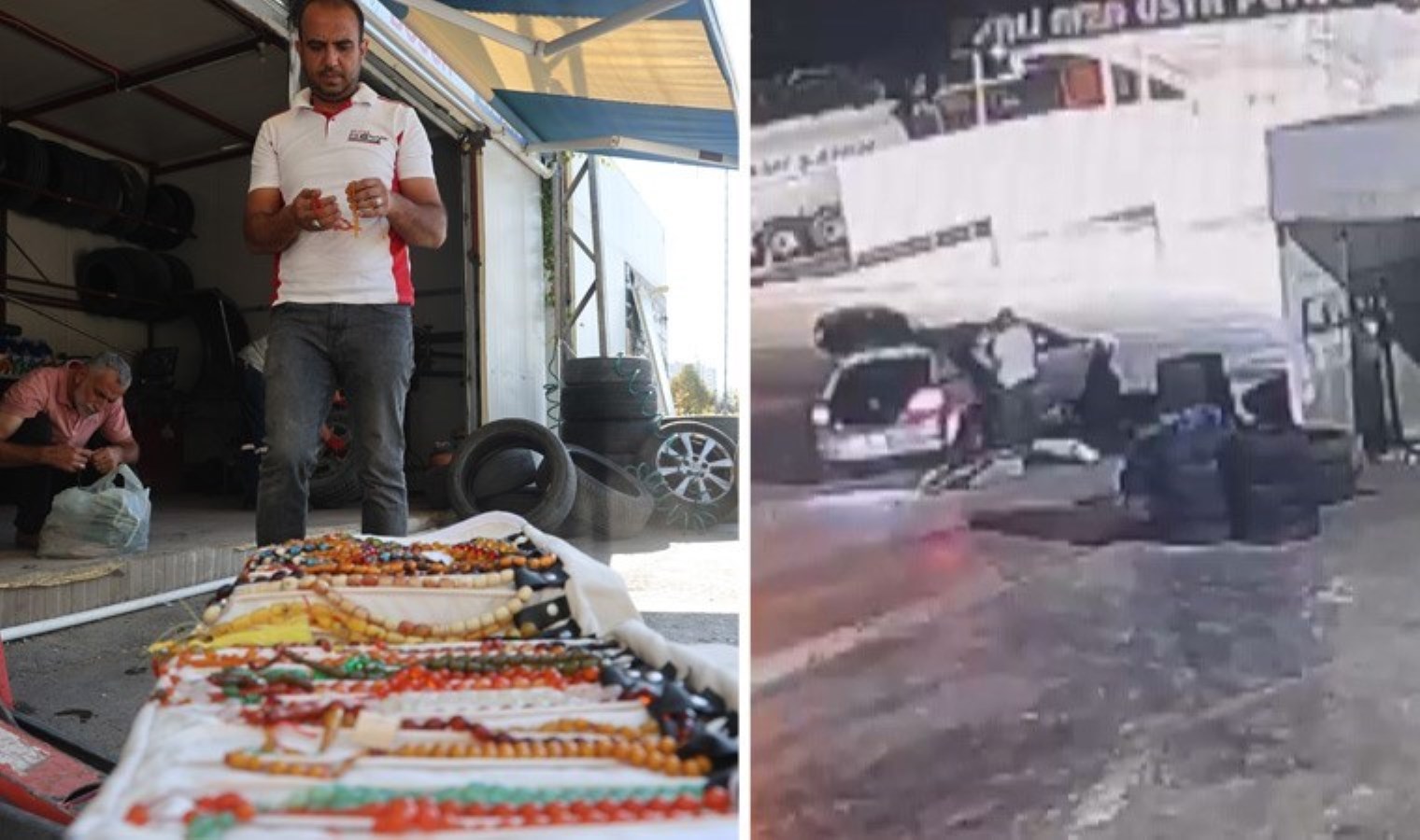 Tamire geldi: ‘1 milyonluk’ tespihleri çalıp patlak lastikle kaçtı