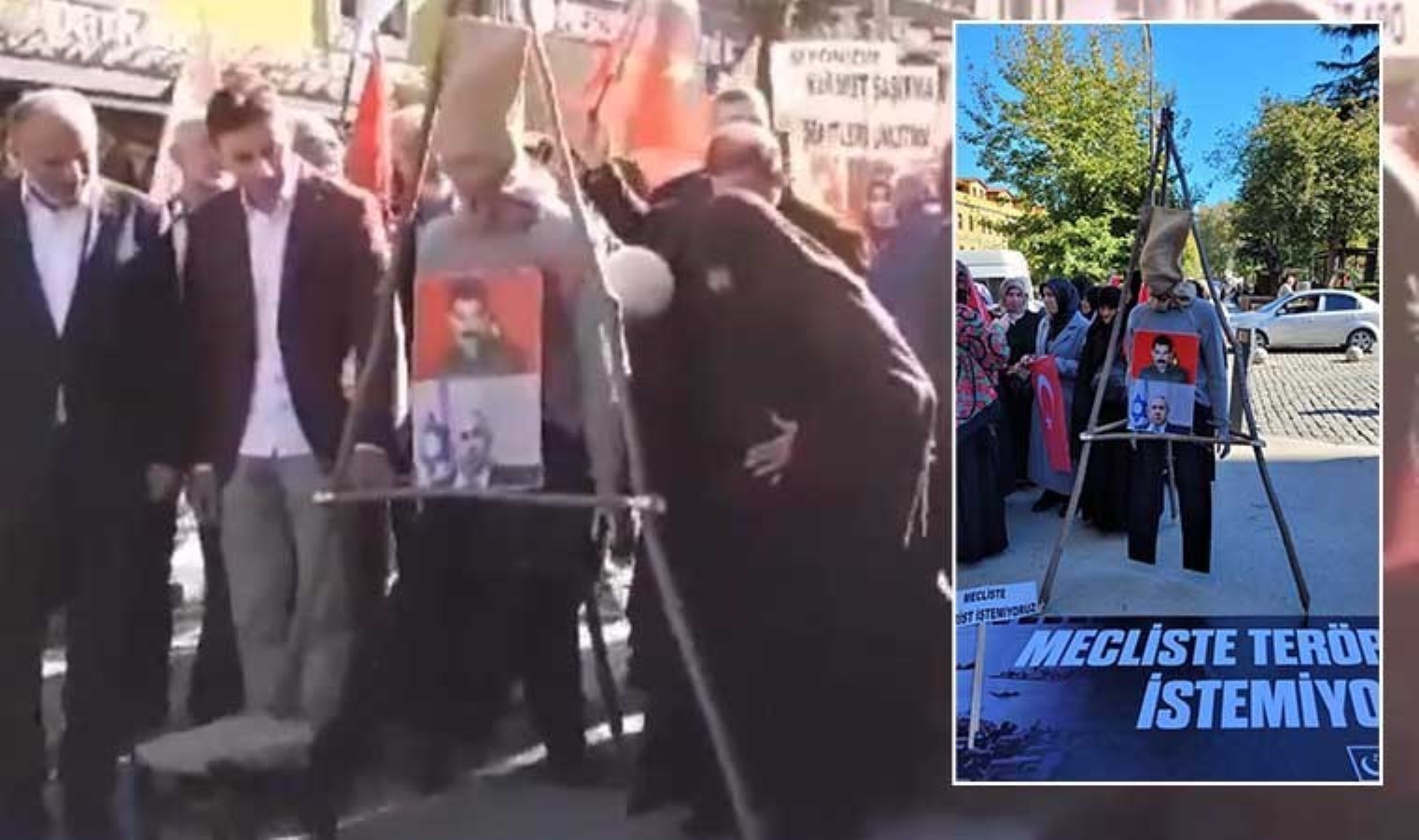 Bahçeli’nin çağrısına Trabzon’da protesto: Öcalan ve Netanyahu’nun maketine idam