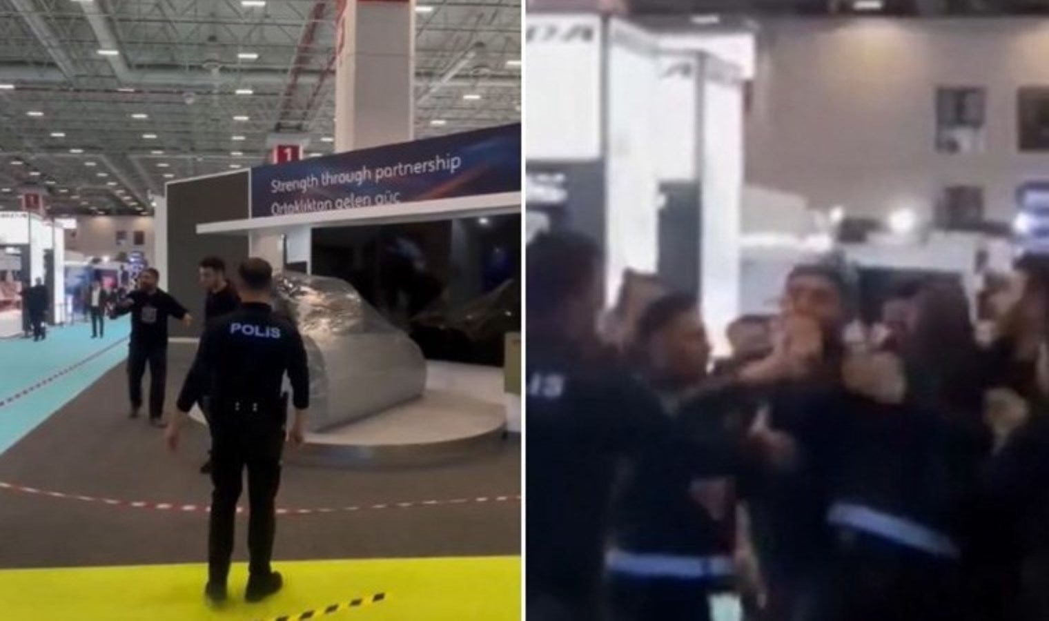 Fuarda İsrail protestosu: Gözaltına alındılar