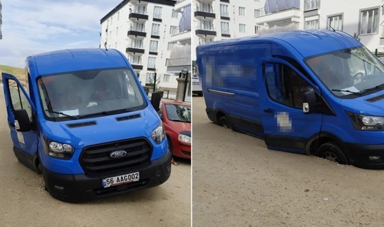 Siirt’te minibüs yoldaki çukura düştü!