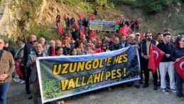 Uzungöl’de yol kapatmalı ‘HES’ protestosu: ‘Uzungöl’e HES, vallahi pes’