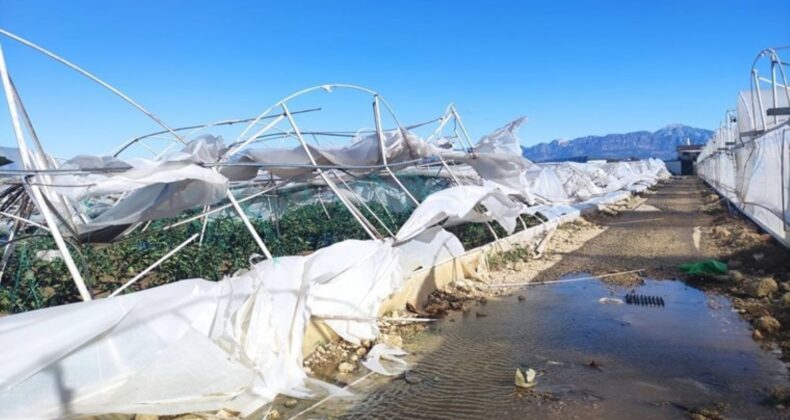 Antalya’da şiddetli rüzgar seralara zarar verdi: ‘Çiftçiye 4 yıllık faizsiz kredi verilmeli’