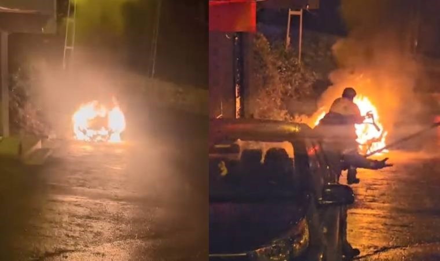 İstanbul’da korku dolu anlar… Park halindeki araç alev alev yandı