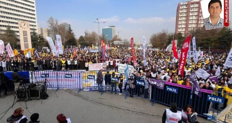 KESK‘in mitinginde bir araya gelen emekçiler, ‘Geçinemiyoruz’ diyerek isteğini haykırdı