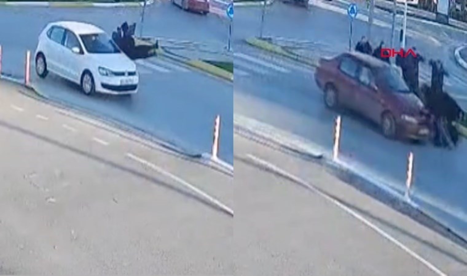 5 dakika arayla iki otomobil çarptı: Metrelerce savrulan kadın ağır yaralandı