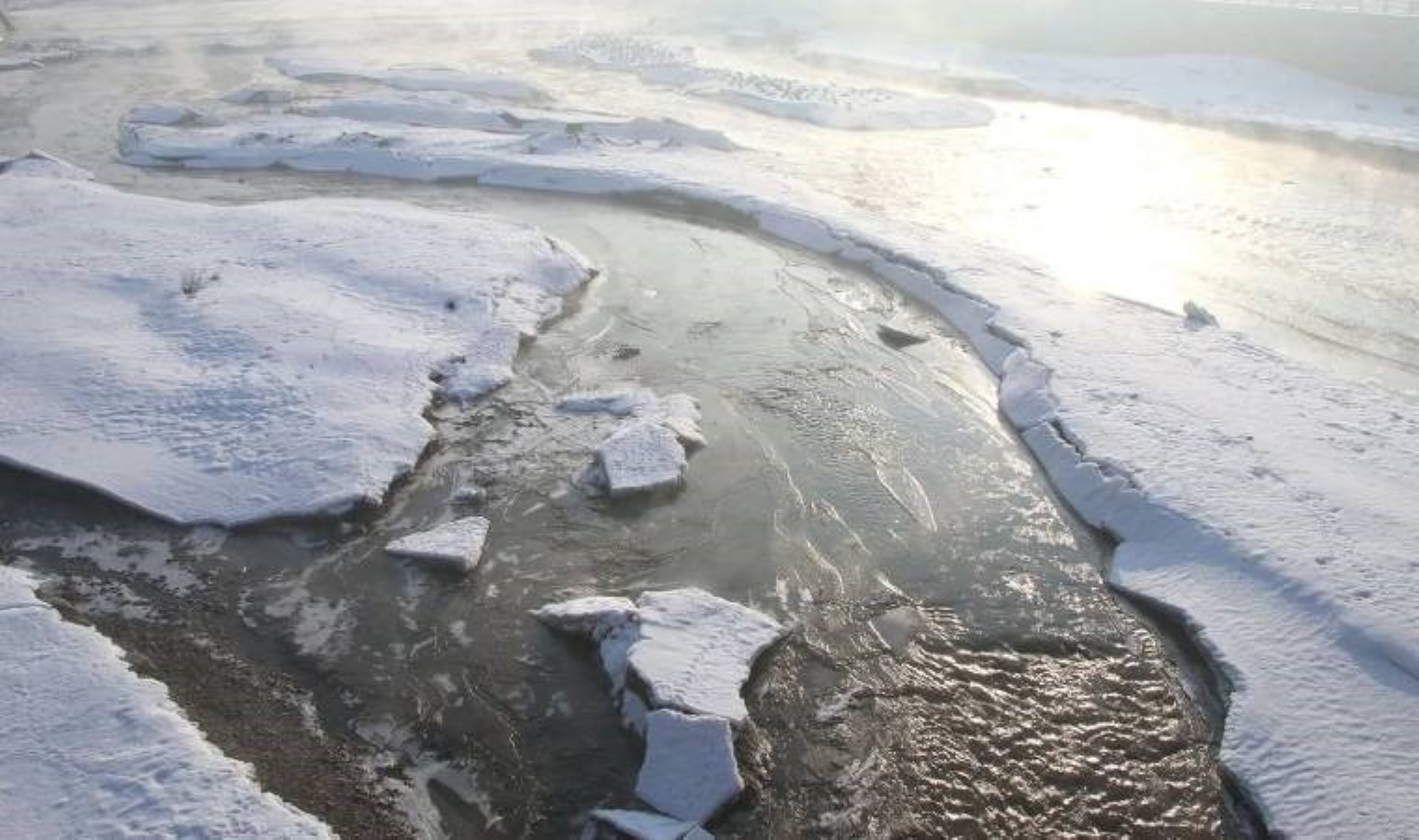Ağrı’da ilginç manzaralar… Murat Nehri’nden buz kütleleri aktı