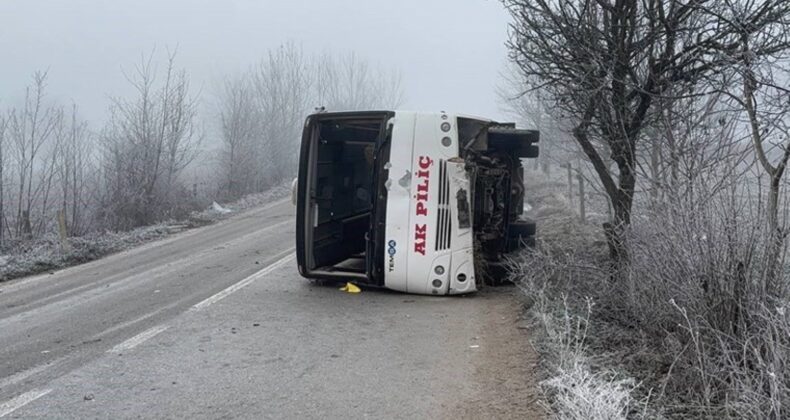 Akpiliç’in işçi servisi devrildi: 1 ölü, 8 yaralı