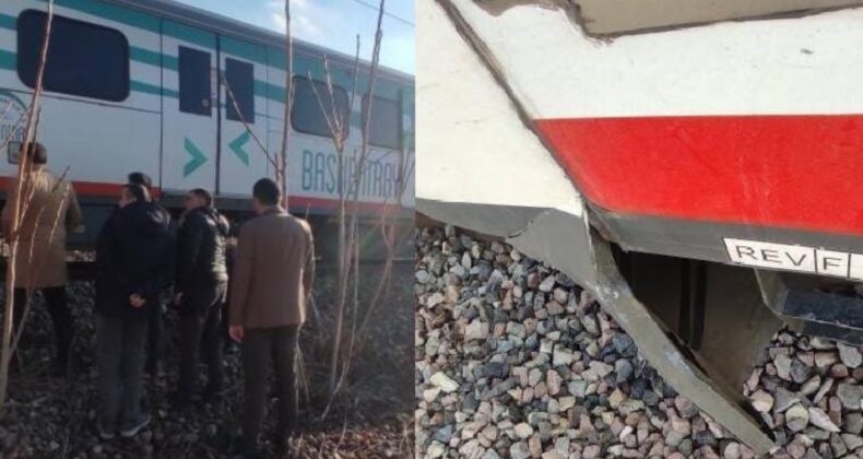 Ankara’da tren kazası… Raylara düşen kayaya çarptı!