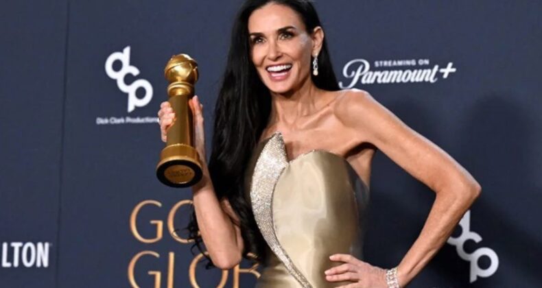 Demi Moore, 45 yıllık kariyerinin ilk ödülünü aldı: Konuşması geceye damga vurdu!