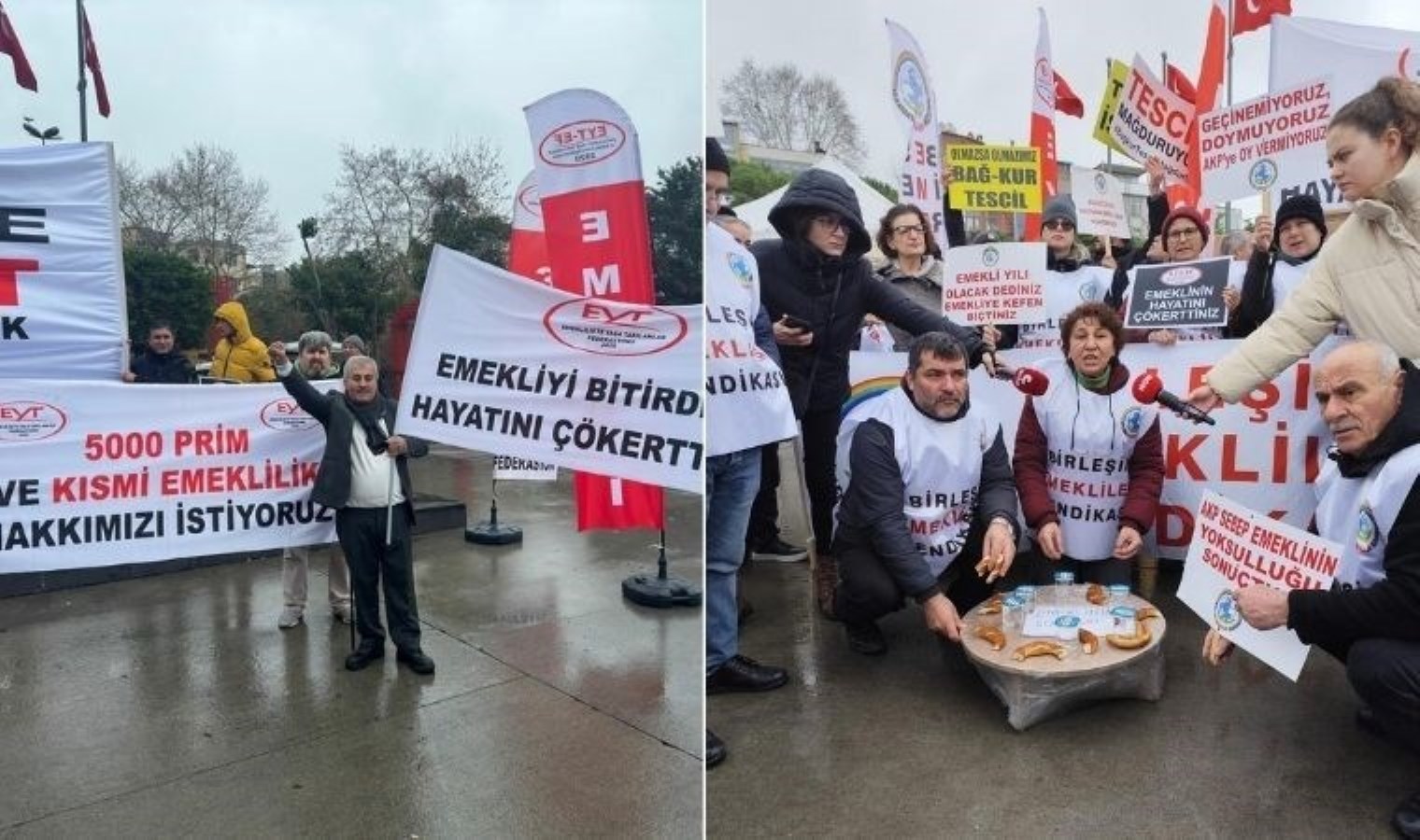 Emeklilerden ‘simit, su’ sofrası: ‘Paspas gibi ezdiniz’