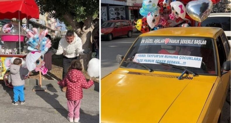 Ferdi Tayfur hayrına ücretsiz pamuk şeker dağıttı