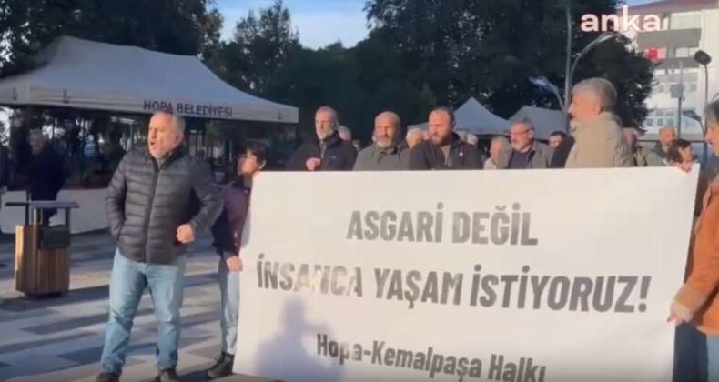 Hopa’da asgari ücret protestosu: “Biz bu asgari ücreti kabul etmiyoruz, bu parayla Mehmet Şimşek yaşasın”