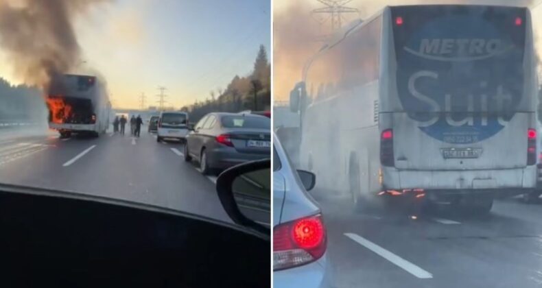 İstanbul’da yolcu otobüsünün alev almaya başladığı anların görüntüleri ortaya çıktı