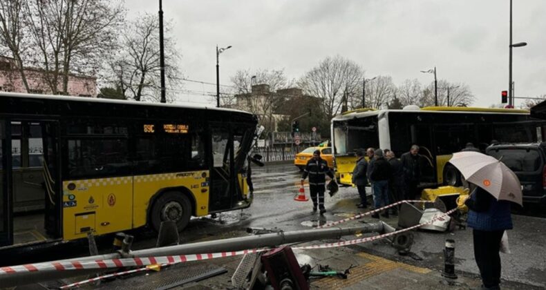 İstanbul’un Fatih ilçesinde 2 İETT otobüsü çarpıştı