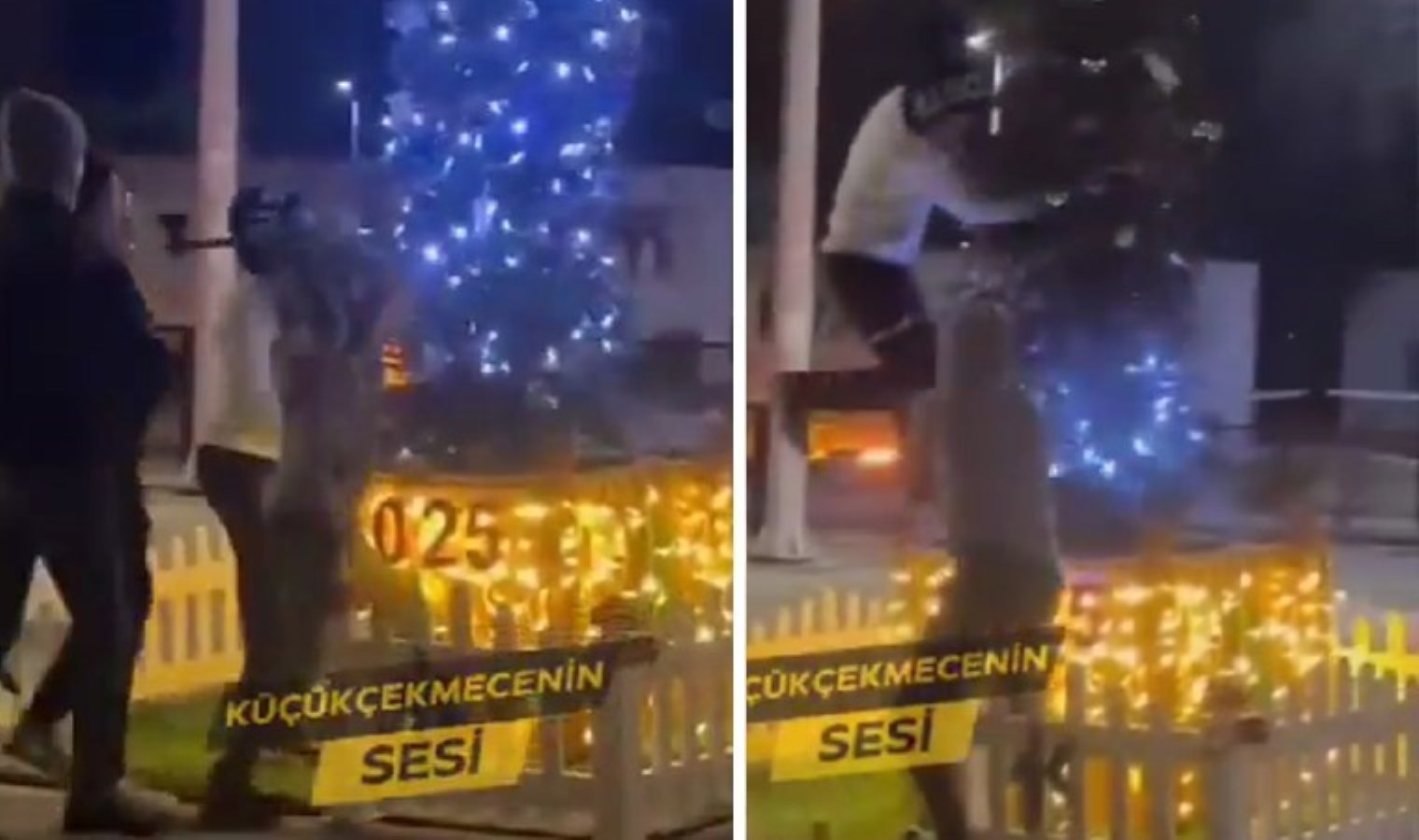 Küçükçekmece’de yılbaşı ağacına ‘baltalı’ saldırı