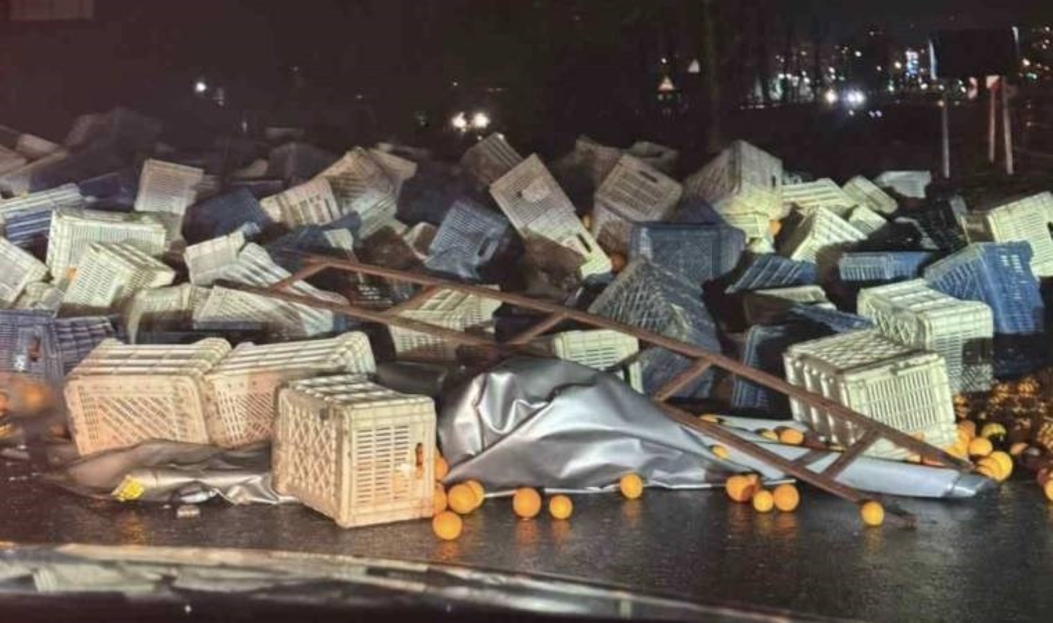 Muğla’da TIR’ın yan kapağı koptu: Tonlarca narenciye yola saçıldı