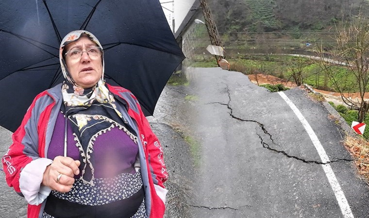 Rize’de ‘heyelan’ kabusu! Yol çöktü, köylüler isyan etti: ‘Doğalgaz da yoktu, sabaha kadar buz tuttuk’