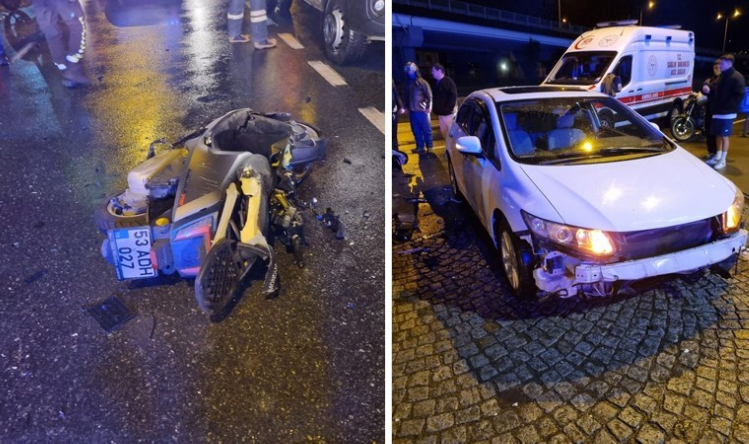 Rize’de motosiklet ve otomobil çarpıştı: Sürücü kurtarılamadı