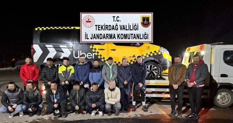 Tekirdağ’da 14 kaçak göçmen ile 2 organizatör yakalandı