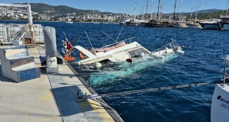 Bodrum’da fırtına 15 metrelik tekneyi batırdı!