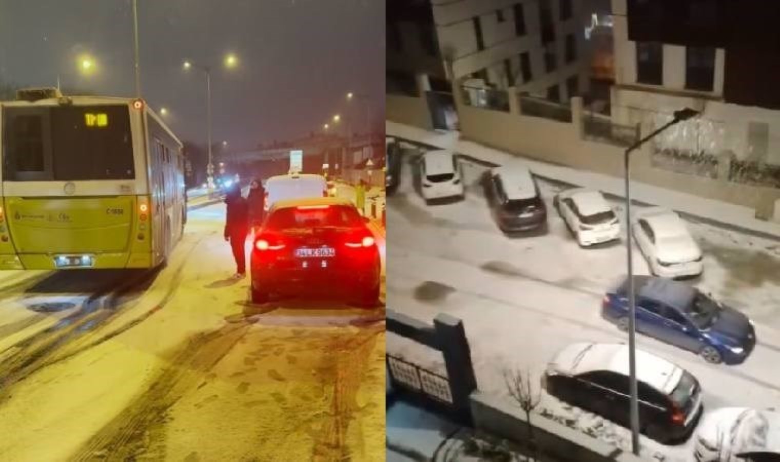 İstanbul’da kar yağışı… Otomobiller kaza yaptı, İETT otobüsü yolda kaldı!