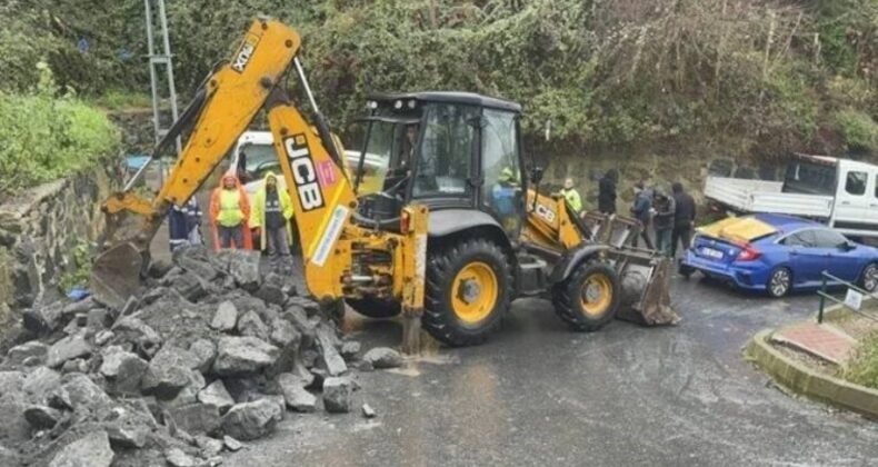 İstanbul’da sağanak: Sarıyer’de istinat duvarı yıkıldı