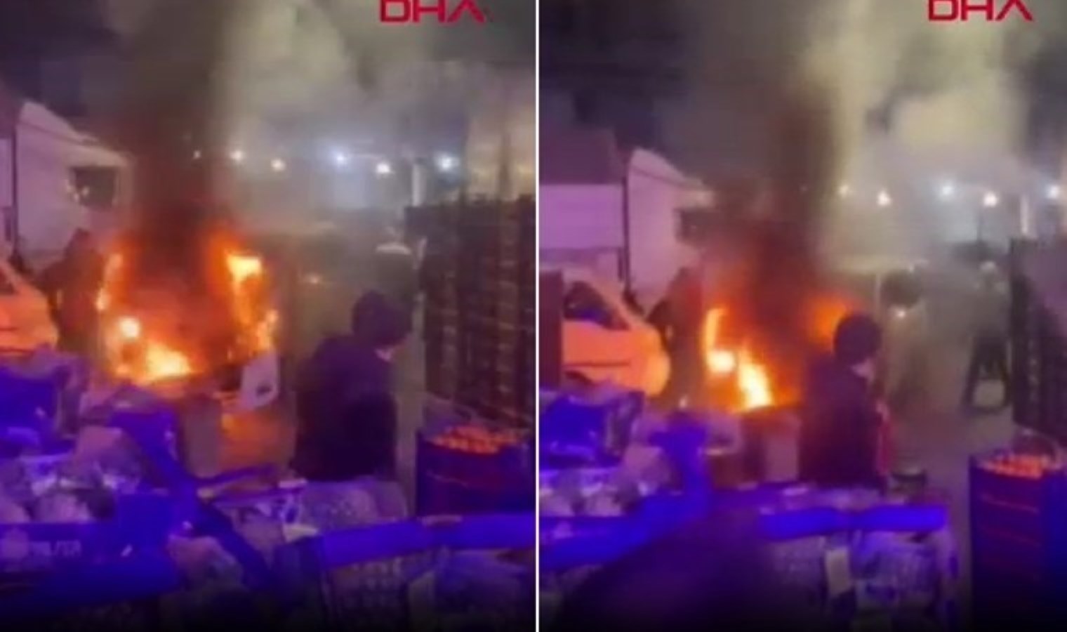 Meyve-sebze halinde araç alev aldı!