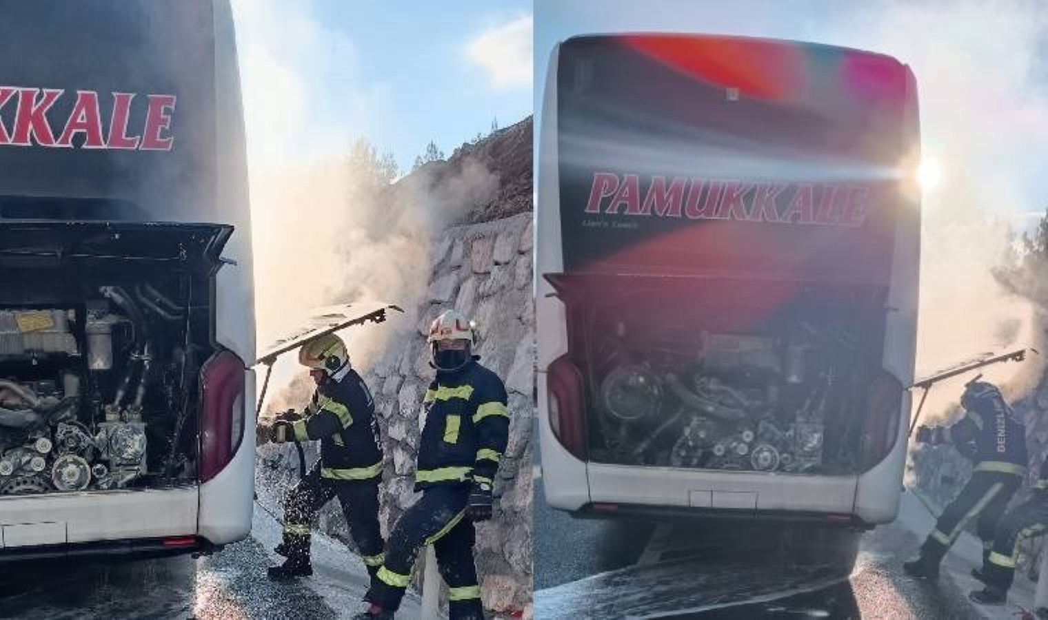 Seyir halindeki yolcu otobüsünde yangın!