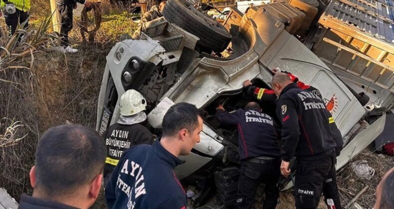 Virajı alamayan tır tarlaya uçtu: 1 kişinin cesedine ulaşılmaya çalışıyor!