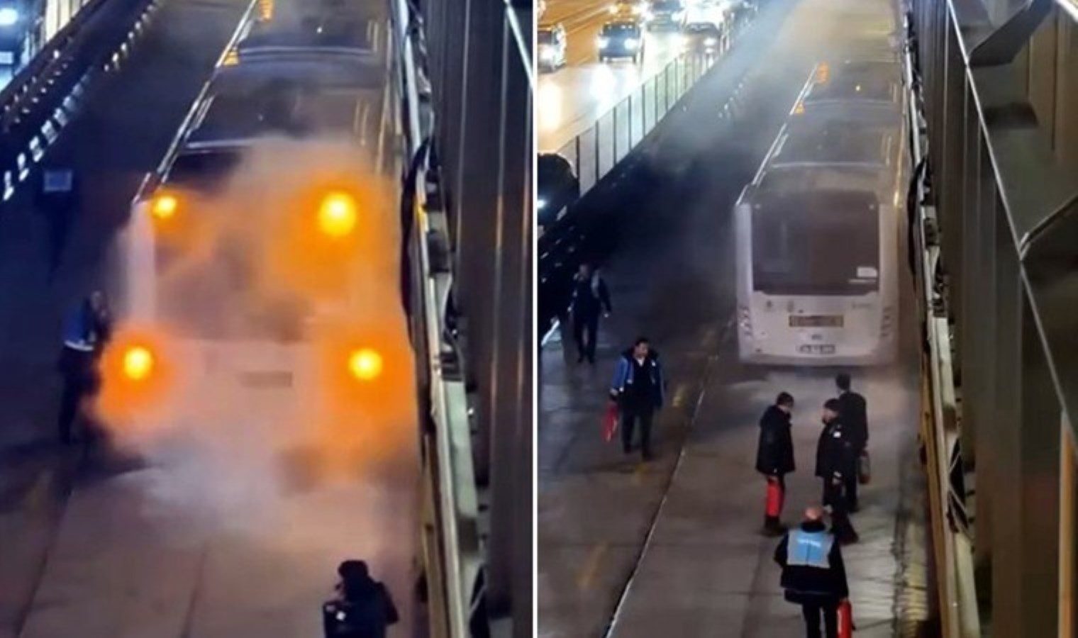 Avcılar’da metrobüsün motoru alev aldı