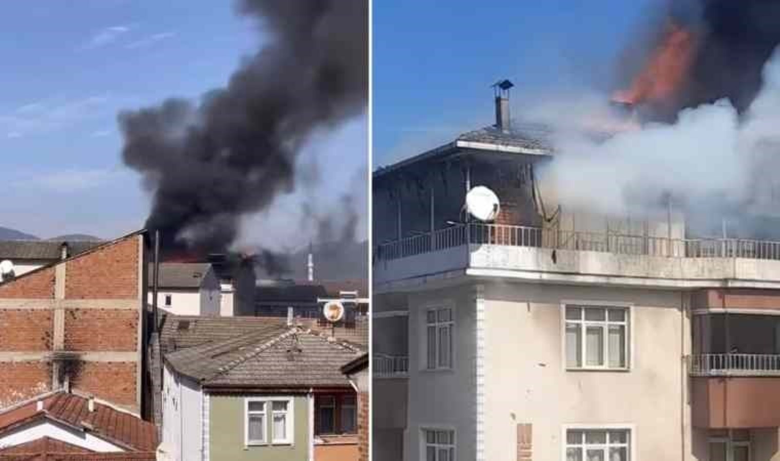 Bartın’da 5 katlı binanın çatısında korkutan yangın!