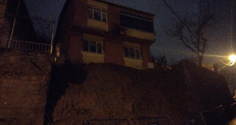 Beykoz’da istinat duvarı çöktü: 2 katlı bina boşaltıldı!