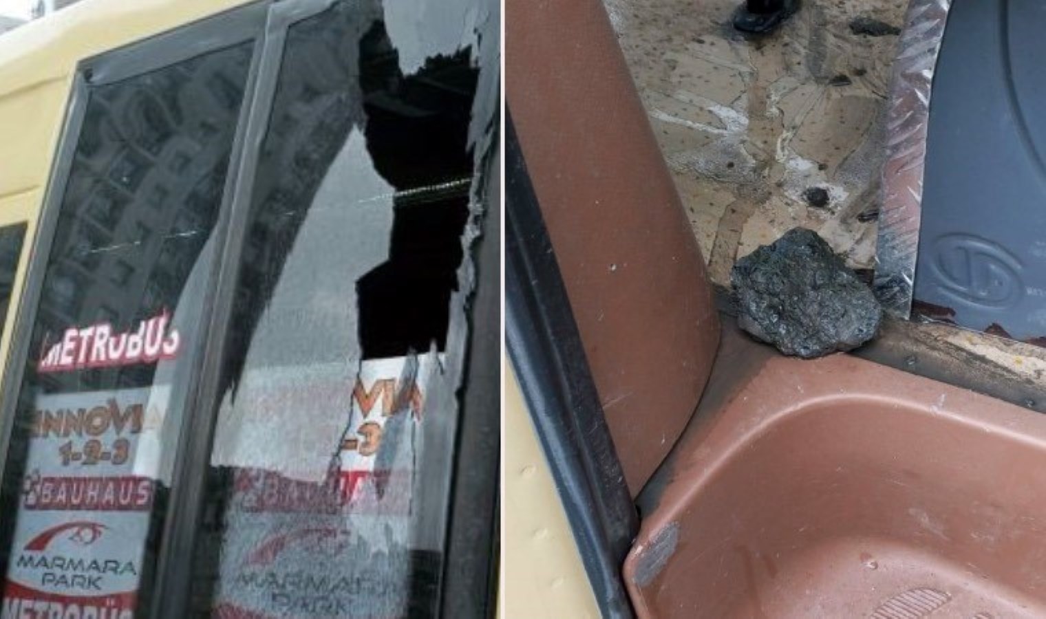 Esenyurt’ta kar toplarının içine taş koyarak attılar; 5 minibüsün camı kırıldı