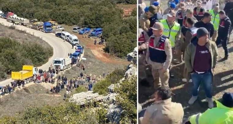 Hatay Altınözü’nde Hanyolu Mahallesi’nde taş ocağına karşı eylem: Kamyon ve kepçelerin önünü kestiler