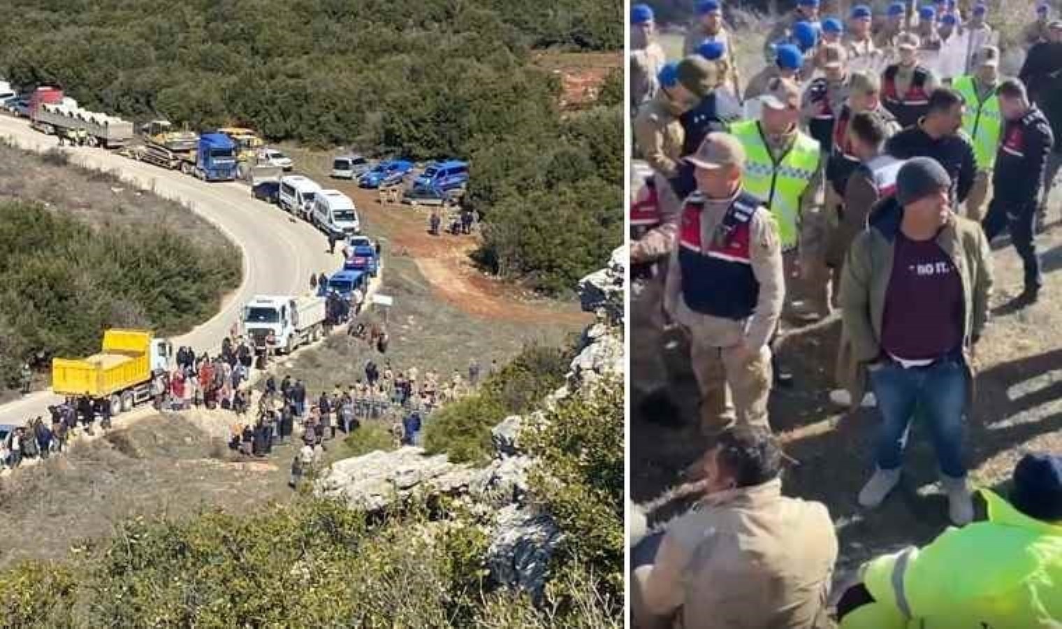 Hatay Altınözü’nde Hanyolu Mahallesi’nde taş ocağına karşı eylem: Kamyon ve kepçelerin önünü kestiler