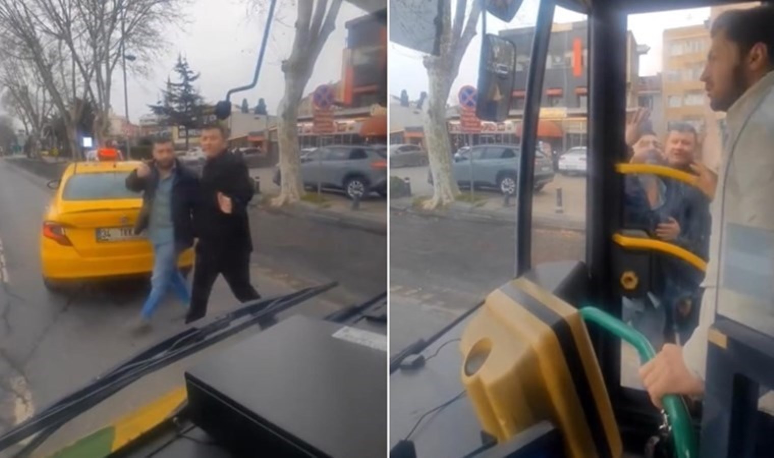 İstanbul’da yol verme kavgası büyüdü! Taksici IETT otobüsünün önünü kesti