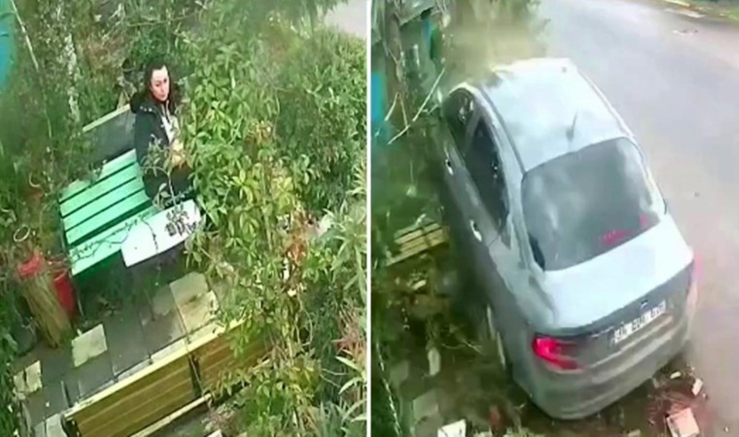 Korkunç olay kamerada: 14 yaşındaki ehliyetsiz sürücü, bankta oturan kadını ezdi