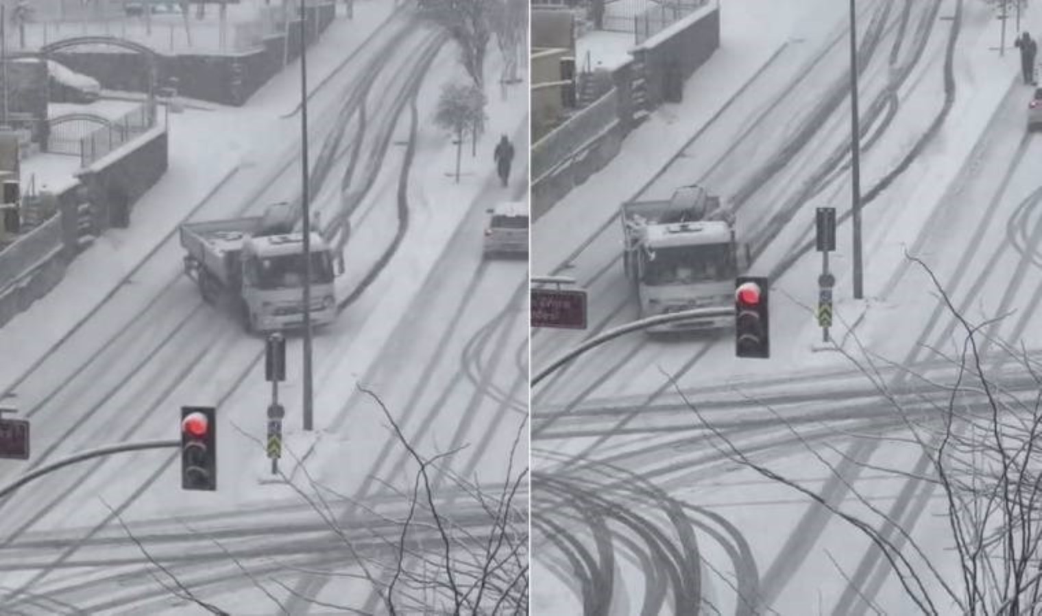 Pendik’te kontrolden çıkan kamyon yokuş aşağı kaydı