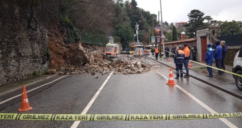 Üsküdar’da istinat duvarı çöktü: Yol trafiğe kapandı