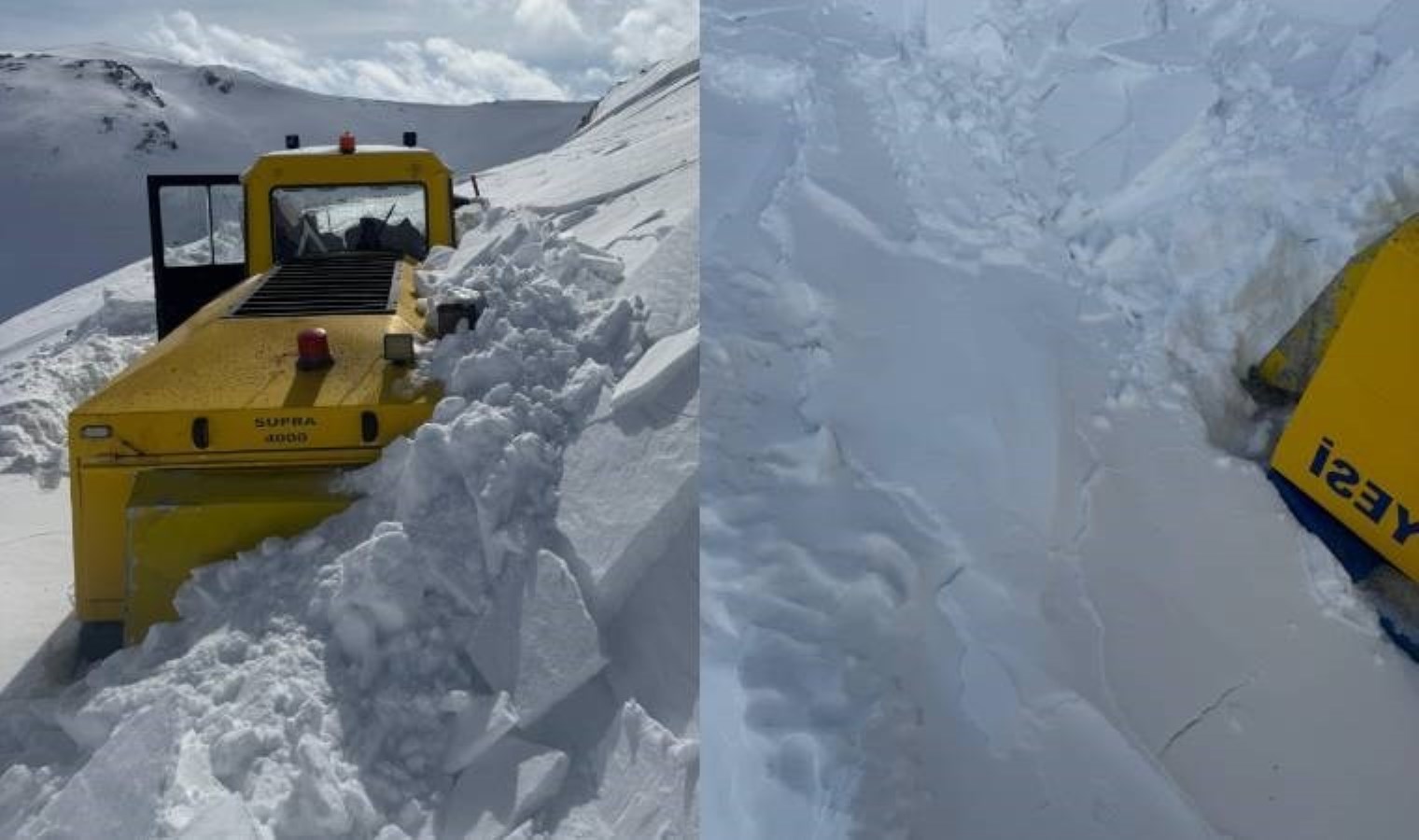 Üzerine çığ düşen operatör son anda kurtuldu