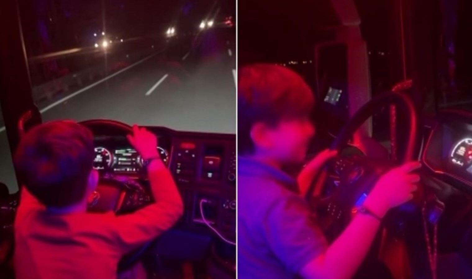 7 yaşındaki oğluna TIR kullandırdı: Görüntüleri paylaştı