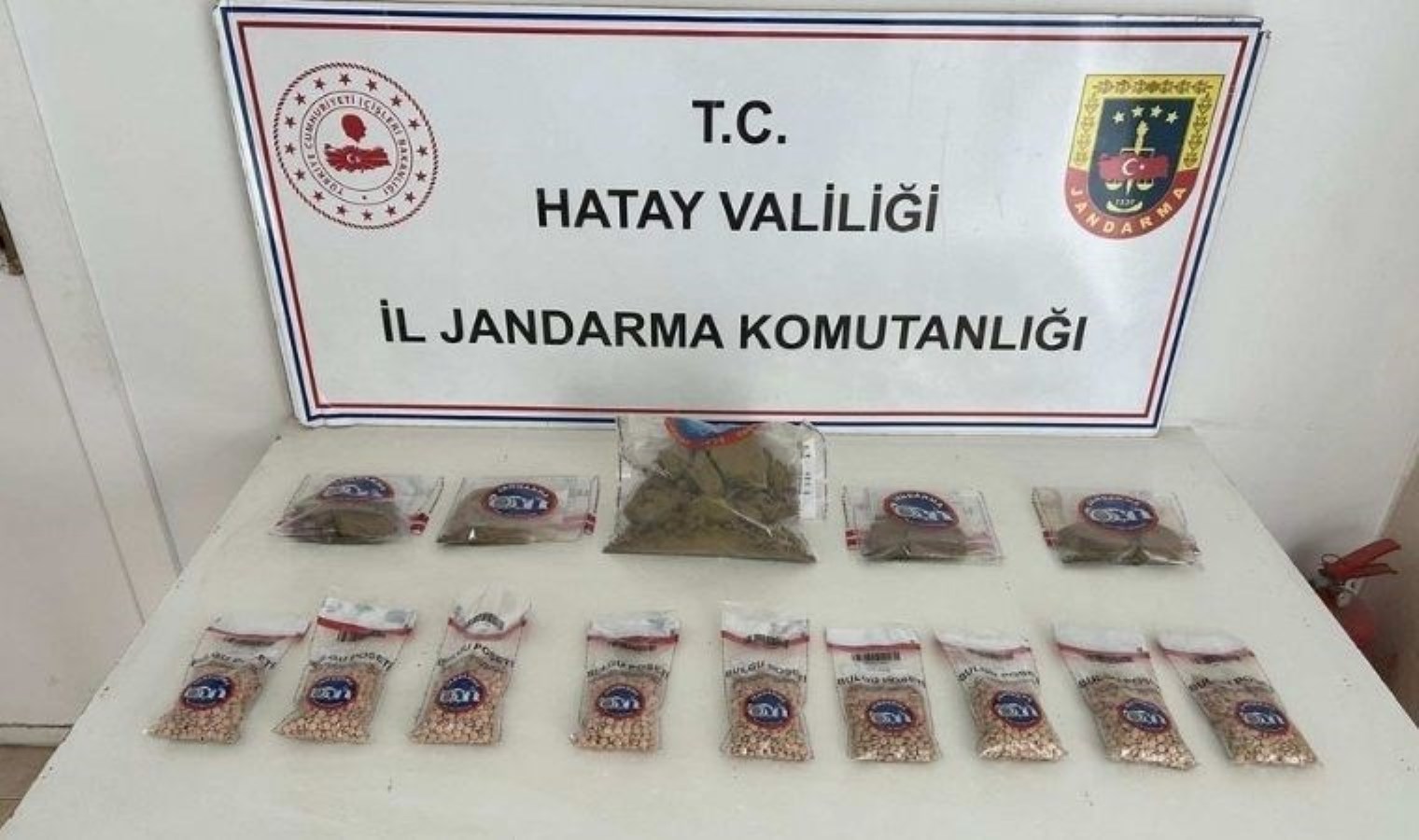 Ağaçın altından uyuşturucu hap ve esrar çıktı