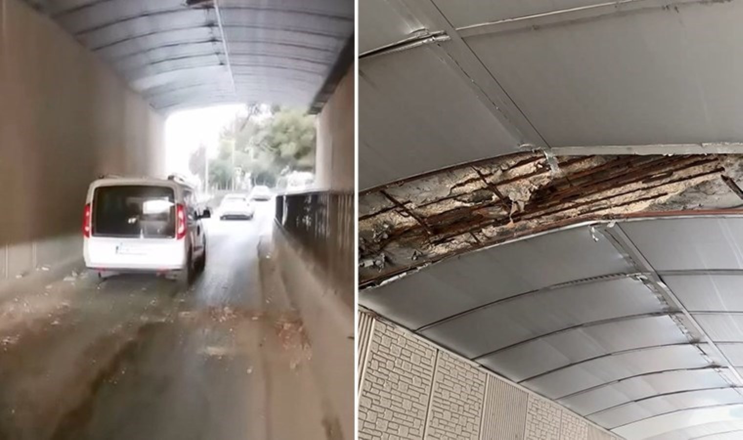 Büyükçekmece’de alt geçit tehlike saçtı: Kopan beton parçaları araçların üstüne düştü!