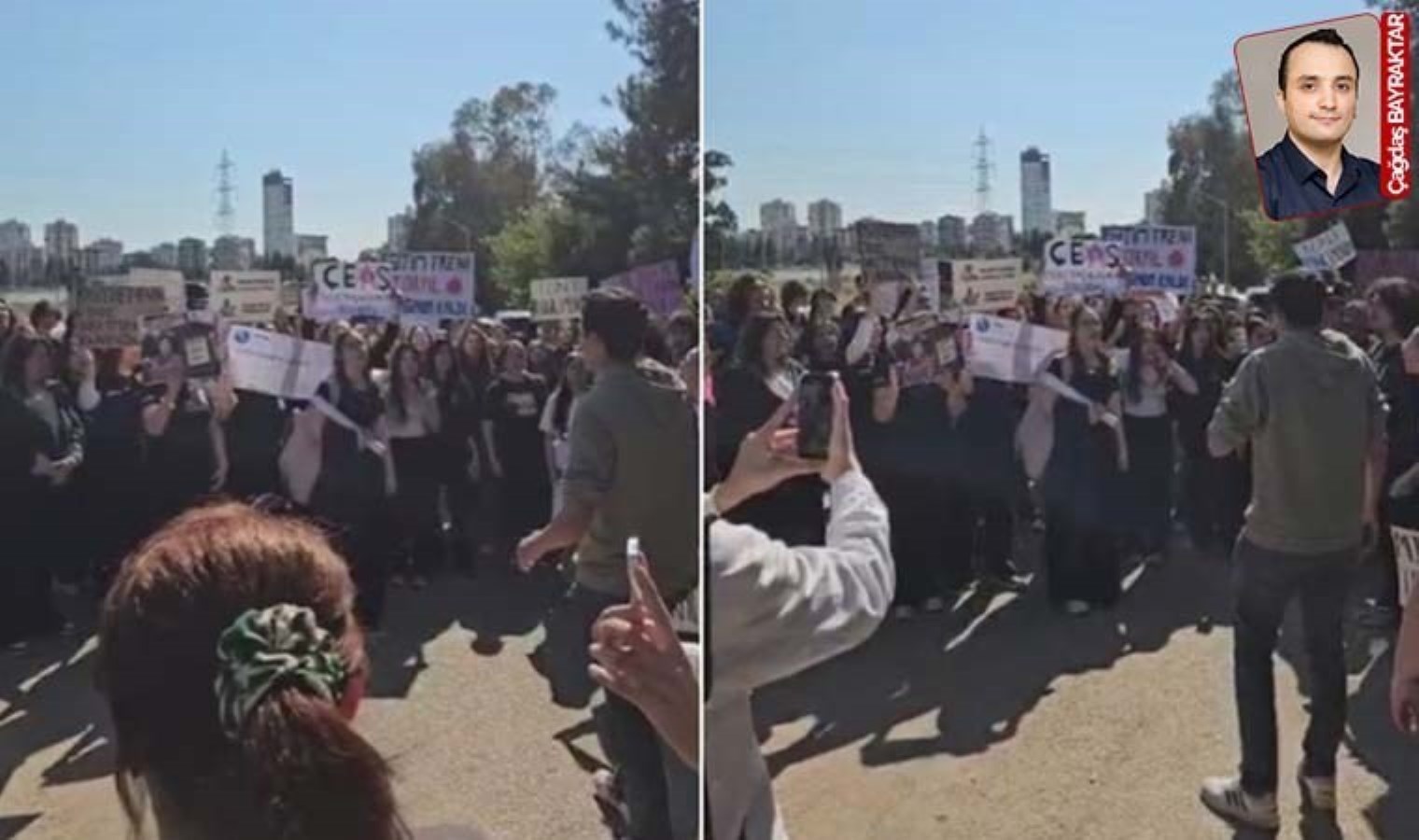 ÇEAŞ Anadolu Lisesi’nde eylem: Okula alınmayan öğrenciler Andımızı okudu
