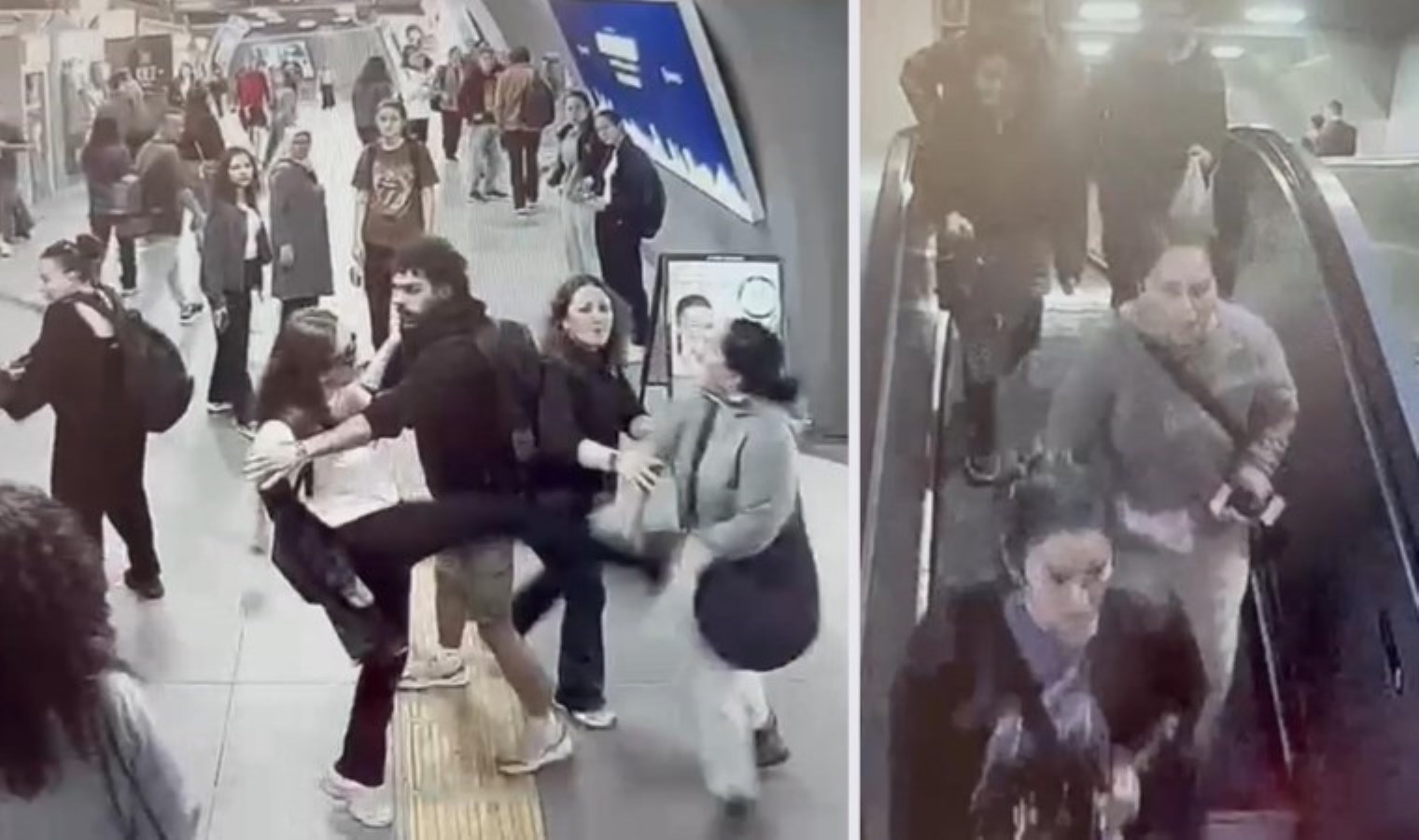 Gayrettepe metrobüs istasyonunda ‘laf atma’ kavgası: Kadın, yürüyen merdivenden aşağı düştü!