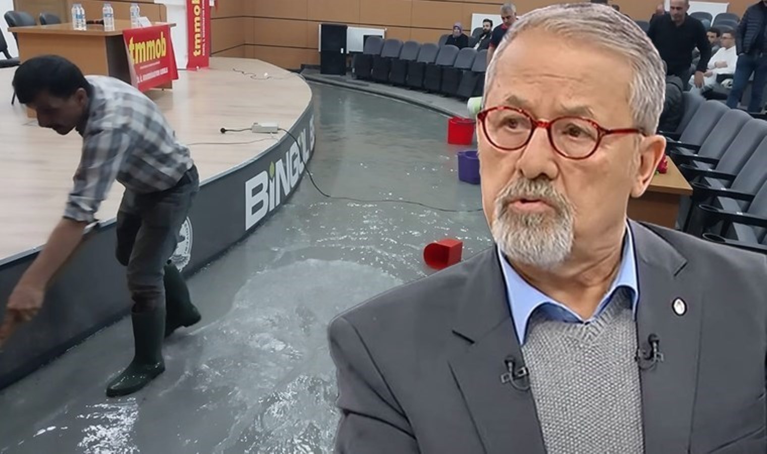 Prof. Dr. Naci Görür’ün konuşma yapacağı salonu su bastı