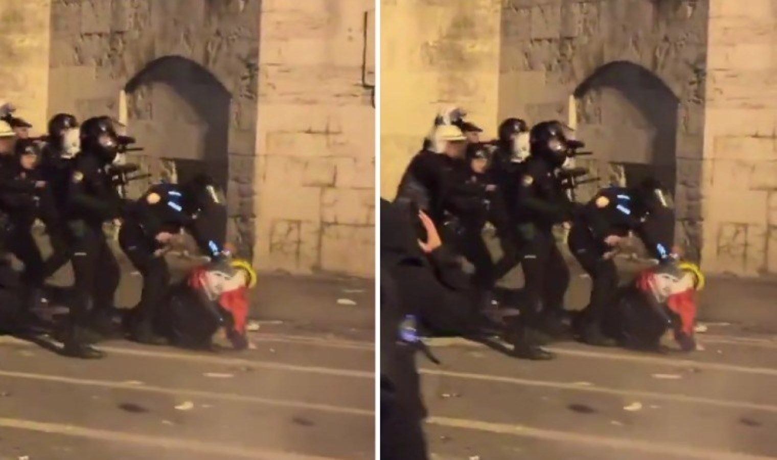 Saraçhane’de polis, Atatürklü bayrak taşıyan eylemciye uçan tekme attı