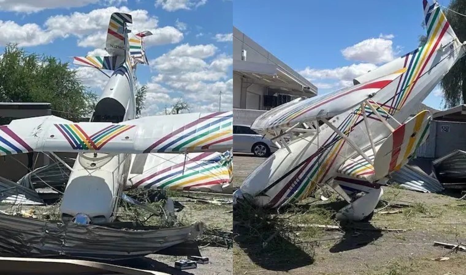 Uçak otoparka çakıldı, pilot yara almadan kurtuldu