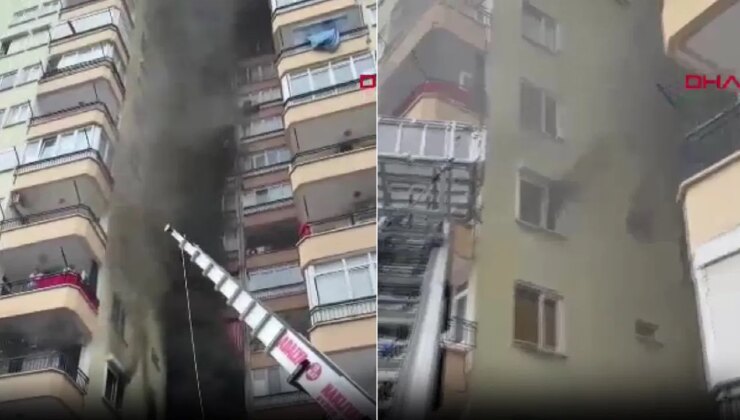 15 katlı binada yangın paniği: Balkondan kurtarıldılar!