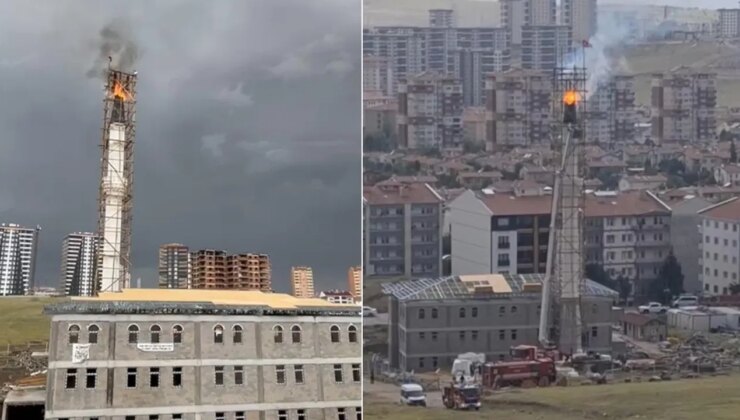 Ankara’da sağanak etkisi: Yıldırım düşen minarede yangın çıktı!